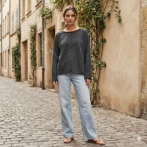 ME+EM Gray Raw Hem Distressed Swing Sweatshirt Cotton US 4 UK 8 Portugal Minimal